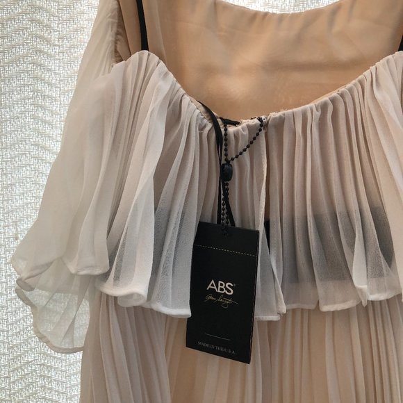 ABS Cream Color Tiered Mini Party Dress - Picture 6 of 6